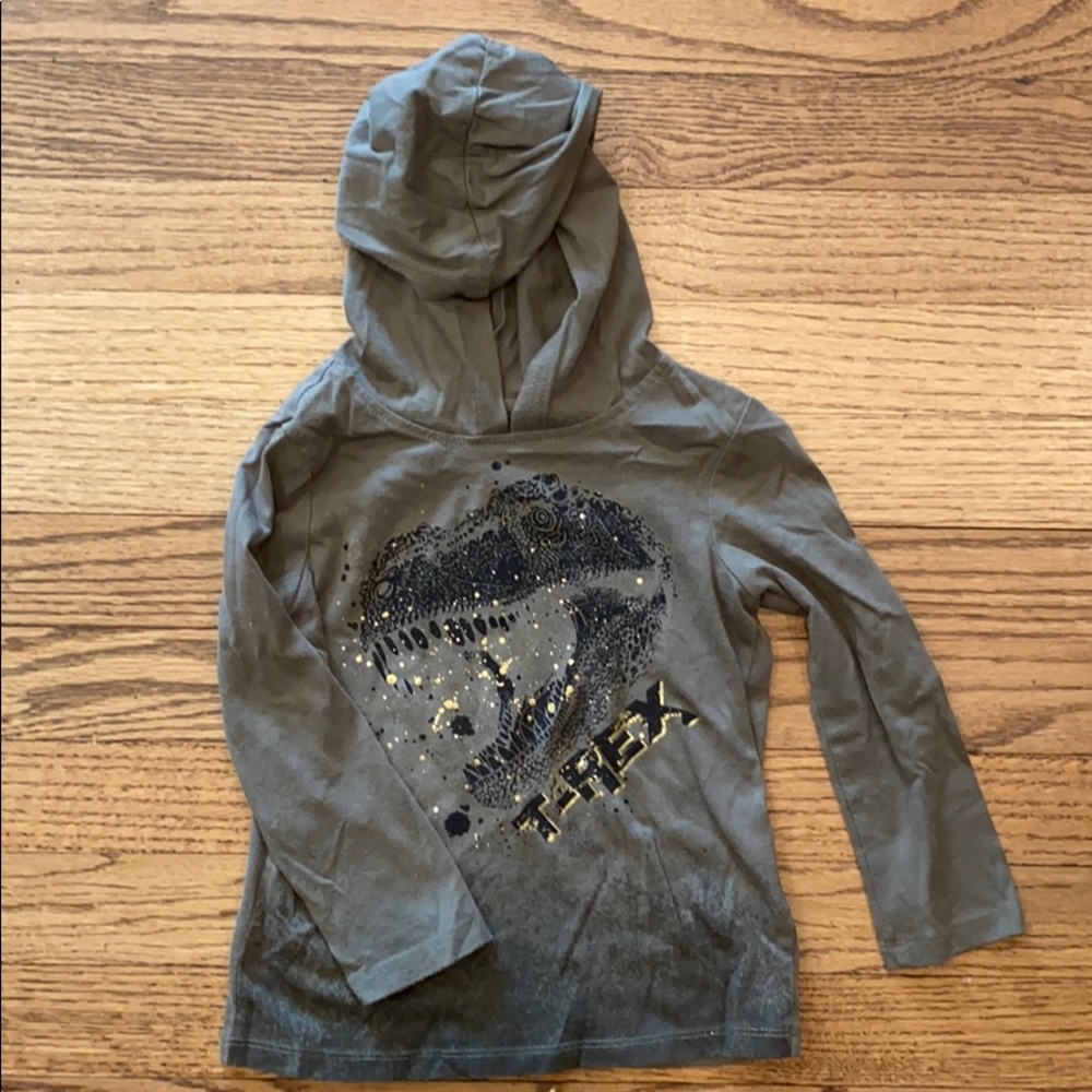 T-rex long sleeve hooded toddler boys tee